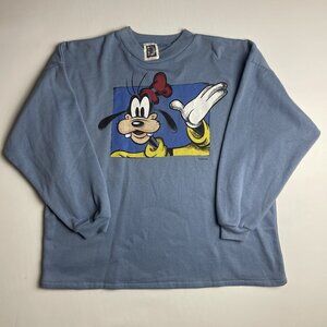 VTG 90's Disney Goofy Sweatshirt Men's Small Blue Retro MADE IN CANADA (Read)